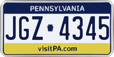 PA license plate JGZ4345