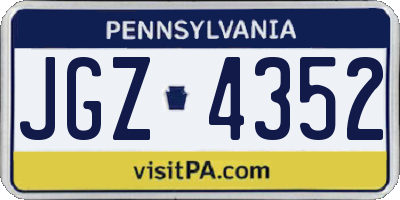 PA license plate JGZ4352