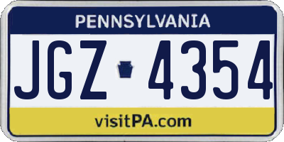 PA license plate JGZ4354