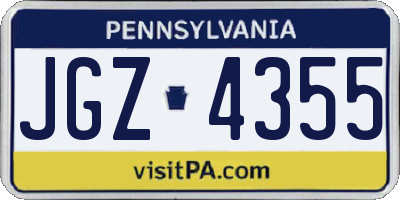 PA license plate JGZ4355