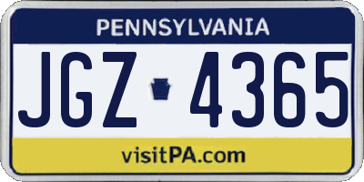 PA license plate JGZ4365