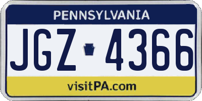 PA license plate JGZ4366