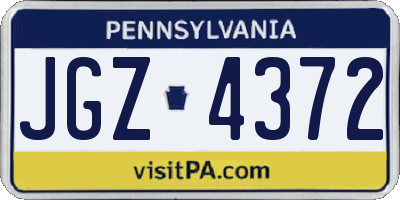 PA license plate JGZ4372