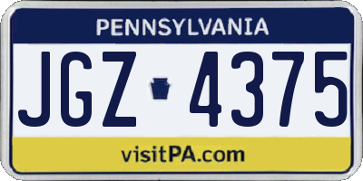 PA license plate JGZ4375
