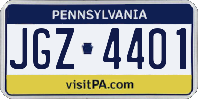 PA license plate JGZ4401