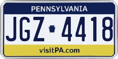 PA license plate JGZ4418