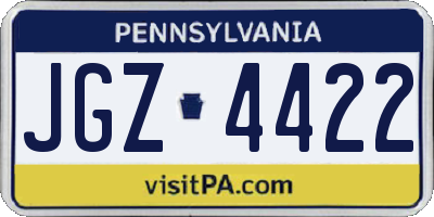 PA license plate JGZ4422