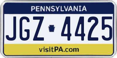 PA license plate JGZ4425