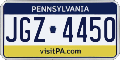 PA license plate JGZ4450