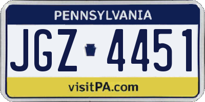 PA license plate JGZ4451