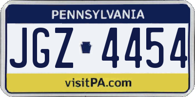 PA license plate JGZ4454