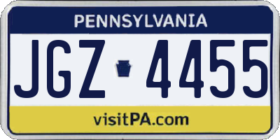 PA license plate JGZ4455