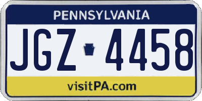 PA license plate JGZ4458