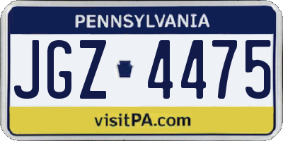 PA license plate JGZ4475