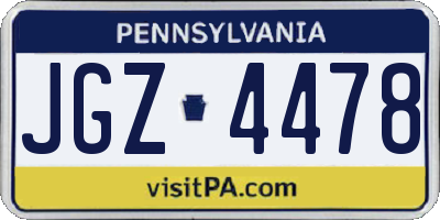 PA license plate JGZ4478