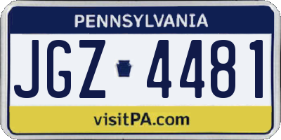 PA license plate JGZ4481