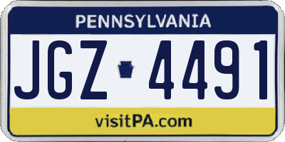 PA license plate JGZ4491