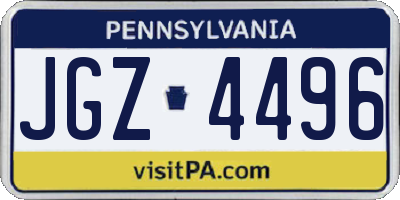 PA license plate JGZ4496