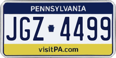 PA license plate JGZ4499