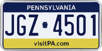 PA license plate JGZ4501