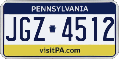 PA license plate JGZ4512
