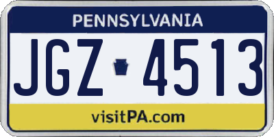 PA license plate JGZ4513