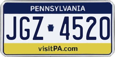 PA license plate JGZ4520