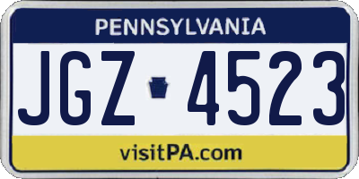 PA license plate JGZ4523