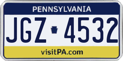 PA license plate JGZ4532