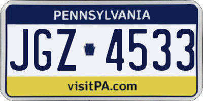 PA license plate JGZ4533