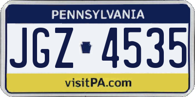 PA license plate JGZ4535