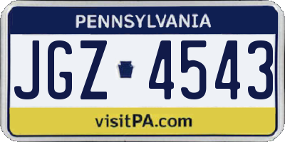 PA license plate JGZ4543