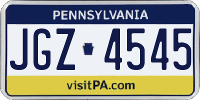 PA license plate JGZ4545