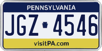 PA license plate JGZ4546