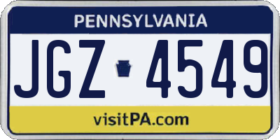 PA license plate JGZ4549