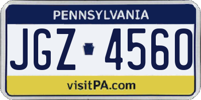 PA license plate JGZ4560