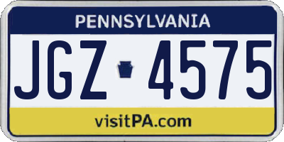 PA license plate JGZ4575