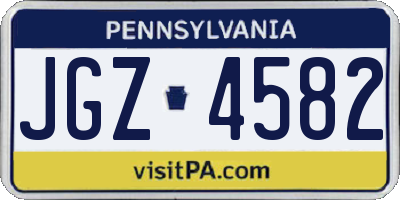 PA license plate JGZ4582