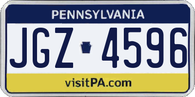 PA license plate JGZ4596
