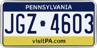 PA license plate JGZ4603