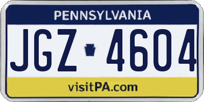 PA license plate JGZ4604