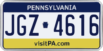 PA license plate JGZ4616