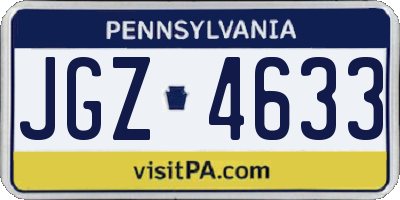 PA license plate JGZ4633