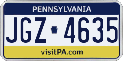 PA license plate JGZ4635