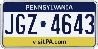 PA license plate JGZ4643