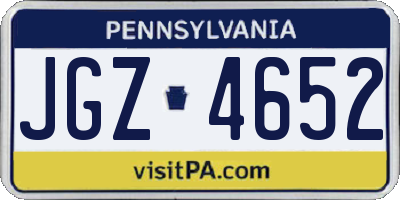 PA license plate JGZ4652