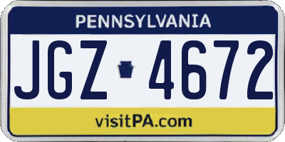PA license plate JGZ4672