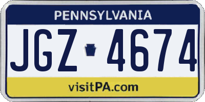 PA license plate JGZ4674