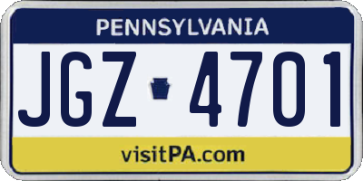 PA license plate JGZ4701