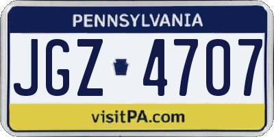 PA license plate JGZ4707